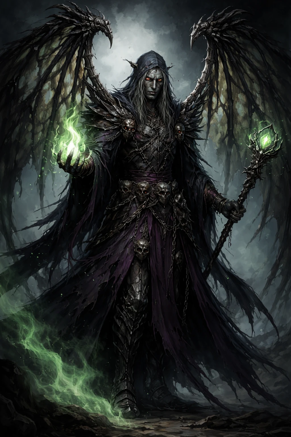 Nightmare, a cursed elf with a dark and unsettling appearance